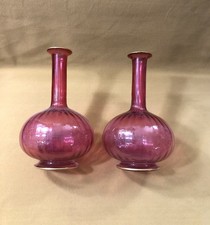 paire de carafes LEGRAS en verre côtelé rehaussé de dorure 22,5 cm no émaillé