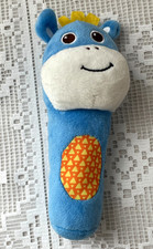 Doudou Hochet Vache pour Bébé Bleu Joli Bruit comme Neuf 17,5cm