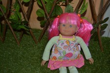 poupee corolle DOLLIES numeros derriere la tete neuve cheveux rose fonce
