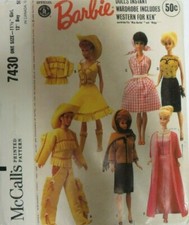 7430 PATRON MATTEL McCALL'S VINTAGE ANNEE 60 GARDE ROBE 6 CREATIONS   BARBIE