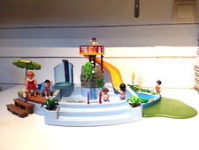 PLAYMOBIL LOT PISCINE COMPLÈTE/ ACCESSOIRES VACANCES CAMPING FLEURS