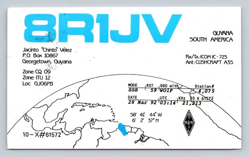 Ham radio qsl - radio, 8r1jv