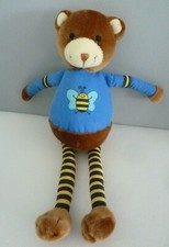 *. DOUDOU OBAIBI OKAIDI OURS MARRON BLEU PATTE RAYE JAUNE NOIR ABEILLE TBE