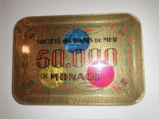 Jeton CASINO MONACO PLAQUE 50 000 FRANCS SOCIETE DES BAINS de MER roulette poker
