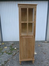 BEL ENSEMBLE DE SALLE-DE-BAIN EN PIN CIRE : VITRINE + MIROIR + TABLETTE