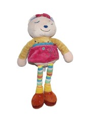 Doudou chat rose jaune bleu