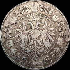 AUTRICHE MONNAIE 5 COURONNES 1900 FRANÇOIS JOSEPH IER 