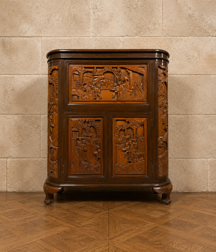 Meuble bar chinois sculpté - , en