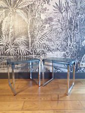 PAIRE TABLE BASSE appoint-Marc BERTHIER-PRISUNIC-PLEXIGLAS FUMé-DESIGN 70-1970