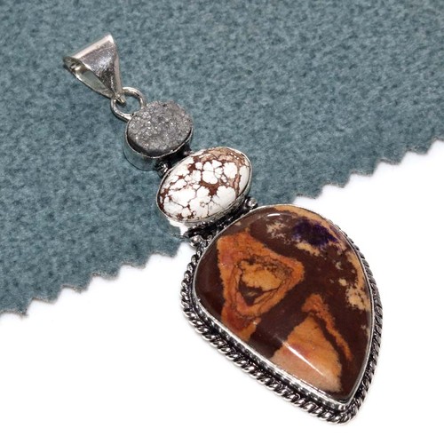 Pendentif argenté 925 jaspe - argenté,