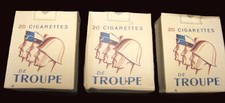 Lot 3 paquets de cigarettes de Troupe, complets, état neuf jamais ouverts, 1950