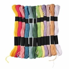 Echeveaux en coton multicolore pastel(12 pièces)  bracelet canevas mercerie diy 