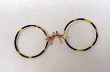 Ancienne Monture de lunettes - Pince nez ancien en métal et celluloid 1920's