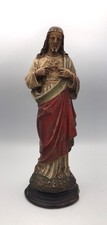 STATUE Religieuse Sacré Cœur De Jésus En Plâtre Polychrome, MONNA Toulouse XIXe