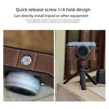 Demi-étui housse de protection en cuir PU pour Fuji XE5 design compact marron v