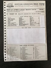 Fiche Technique 1971 PEUGEOT