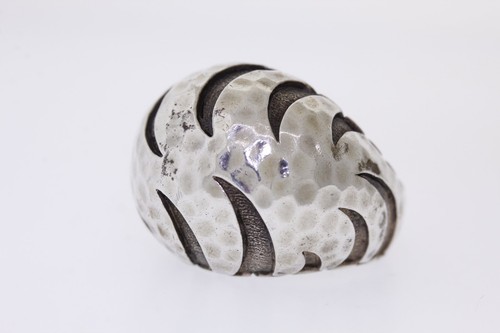 Bague large dôme - dôme, rayée