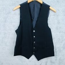 Costume Gilet Veste Homme 48 Noir Fin Rayé Élégant Ajustable Coupe Formelle