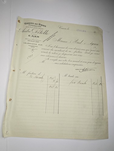 Document facture tissus - facture,