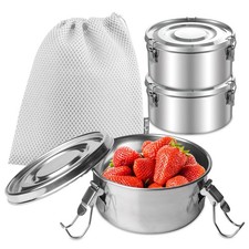 Lot De 3 Boîte À Déjeuner En Acier Inoxydable Lunch Box Inox Boîte À Bento En...