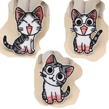 ÉCUSSON PATCH thermocollant - CHAT Blanc rose gris - applique à repasser