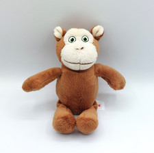 Peluche doudou singe marron Kinder Ferrero beige écru yeux verts 23 cm
