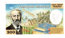 Publicité ADVERTISING François BEAUVAL 200 FRANCS BILLET de réduction SPECIMEN A