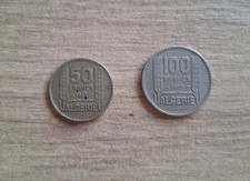 2 PIÈCES DE MONNAIE ALGÉRIE THURIN 100 FRANCS (1950) 50 FRANCS (1949)