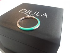 Bague Djula or rose 14 carats diamants email vert turquoise taille 54