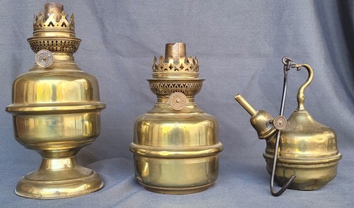 Lot lampes anciennes laiton - 3,