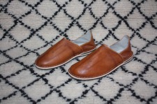 Babouches CUIR Camel avec Talons - Fabrication Marocaine 100% FAIT MAIN -Unisexe