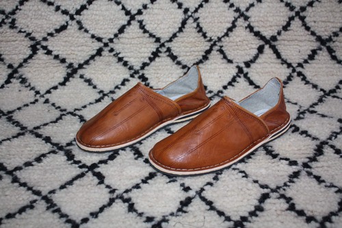 Babouches cuir camel avec - camel,