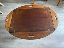 TABLE BASSE STYLE NAUTIQUE PLIANTE AVEC PLATEAU MAJORDOME EN ACAJOU