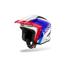 Casque Jet Trial AIROH TRR II Hunt Bleu Rouge Blanc Brillant