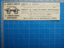 JUMELLE LUNETTE LOUPE BINOCULAIRE JUM'LET publicité ancienne 1954 advert  