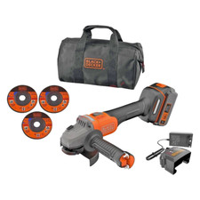 Meuleuse D'Angle BLACK & DECKER SANS BALAI + Batterie 4.0Ah + Disques + Sac