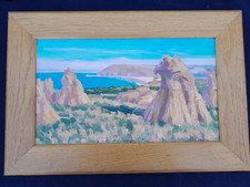 Peinture ancienne Marie Piriou Bazin marine foin signée Bretagne Concarneau