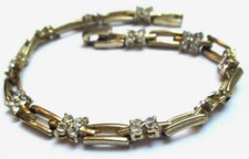 bracelet gourmette bijou vintage rétro couleur or diamant cristal Swarovski 133