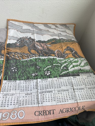 Ancien torchon calendrier - ancien,