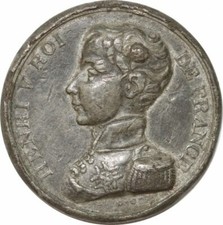 S9864 Rare 5 Francs Module Henri V Justice 1830 Frappé à Londres Etain