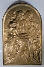 Ferdinand BARBEDIENNE ANCIENNE PLAQUE en BRONZE LA SAINTE FAMILLE DA VINCI XIXè