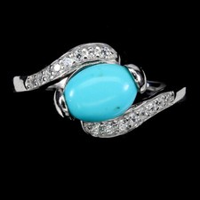 925 Bague en Argent Ovale Bleu