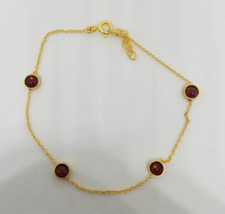 bracelet réglable en argent doré à l'or fin et grenat création unique