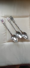 Lot de 3 petites cuillères à Café blason de collection en métal argenté vintage