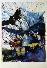Salvador DALI : Alpes - Lithographie originale signée SNCF, Suite Papillon