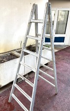 Ancien Escabeau de Peintre en Bois Patiné Vintage Double Échelle Art Déco Loft