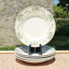 Set de 6 assiettes creuses anciennes en faïence de Sarreguemines modèle PALMYRE