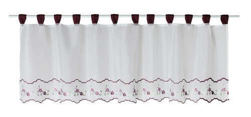 Rideau bistrot broderie rose - rideau,