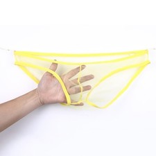 String homme sexy bikini transparent slip pochette bombée transparent sous vêt