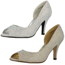 Solde Femmes Anne Michelle Paillette Coupe Côté / Bout Ouvert Chaussures F10458